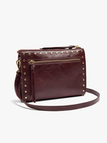 Crossbody Bag With Cracked Effect With Studs