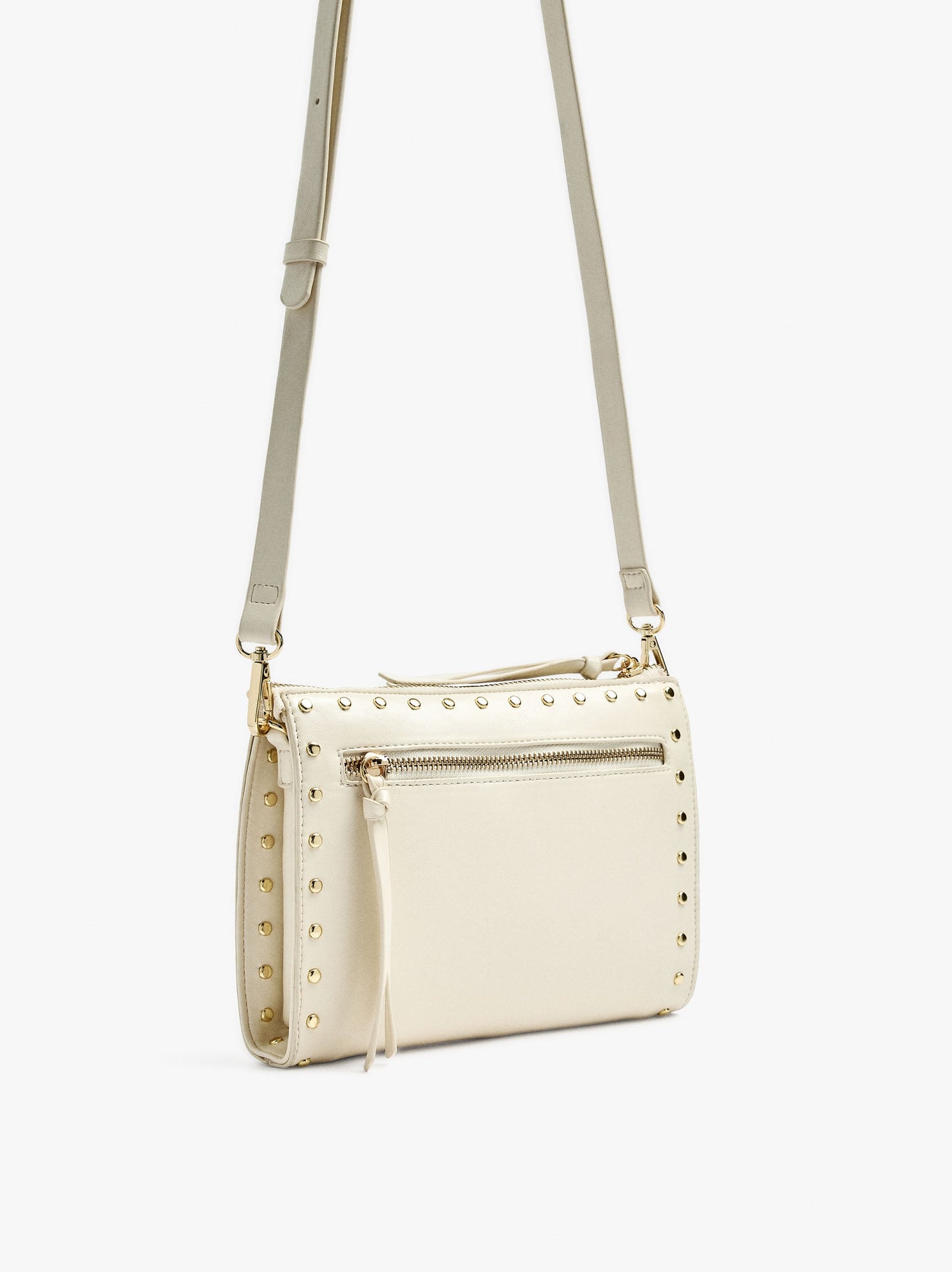 Crossbody Bag With Cracked Effect With Studs