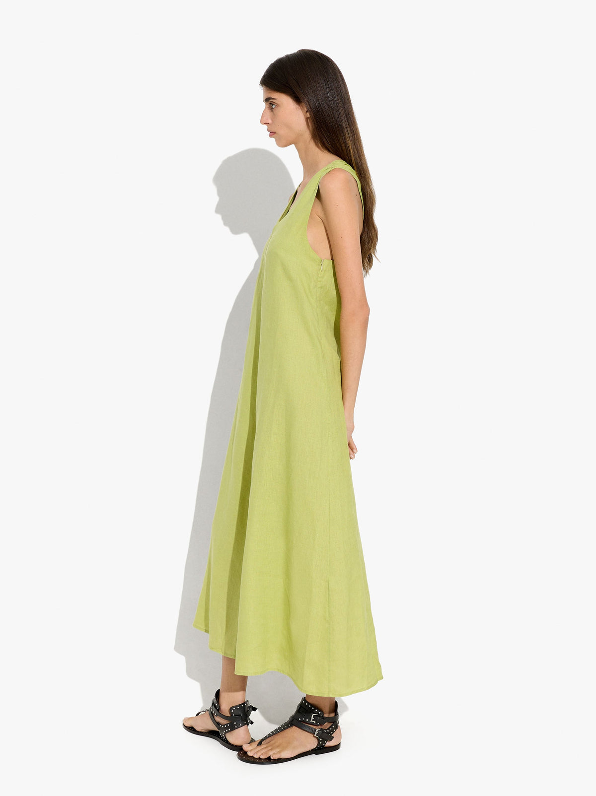 Long Dress With Crossed Straps 100% Linen