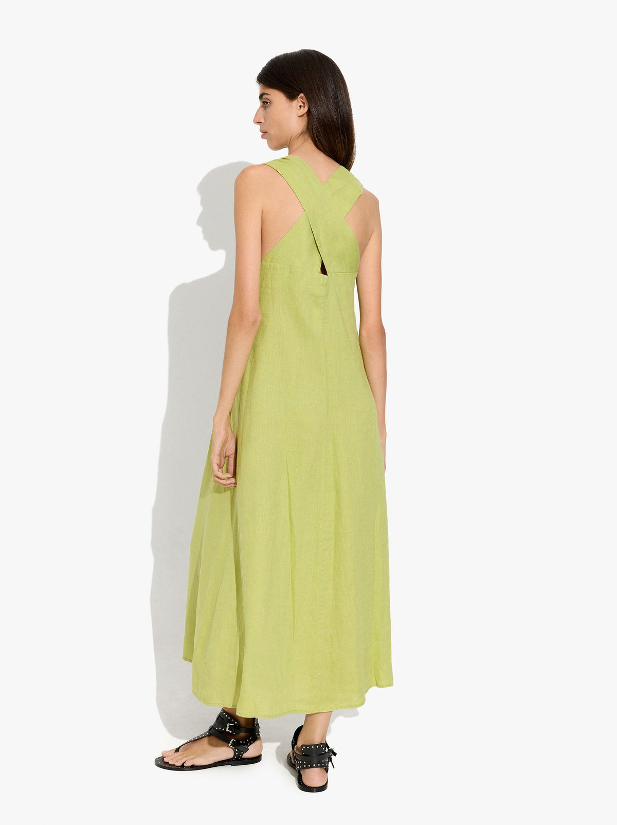 Long Dress With Crossed Straps 100% Linen