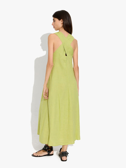 Long Dress With Crossed Straps 100% Linen