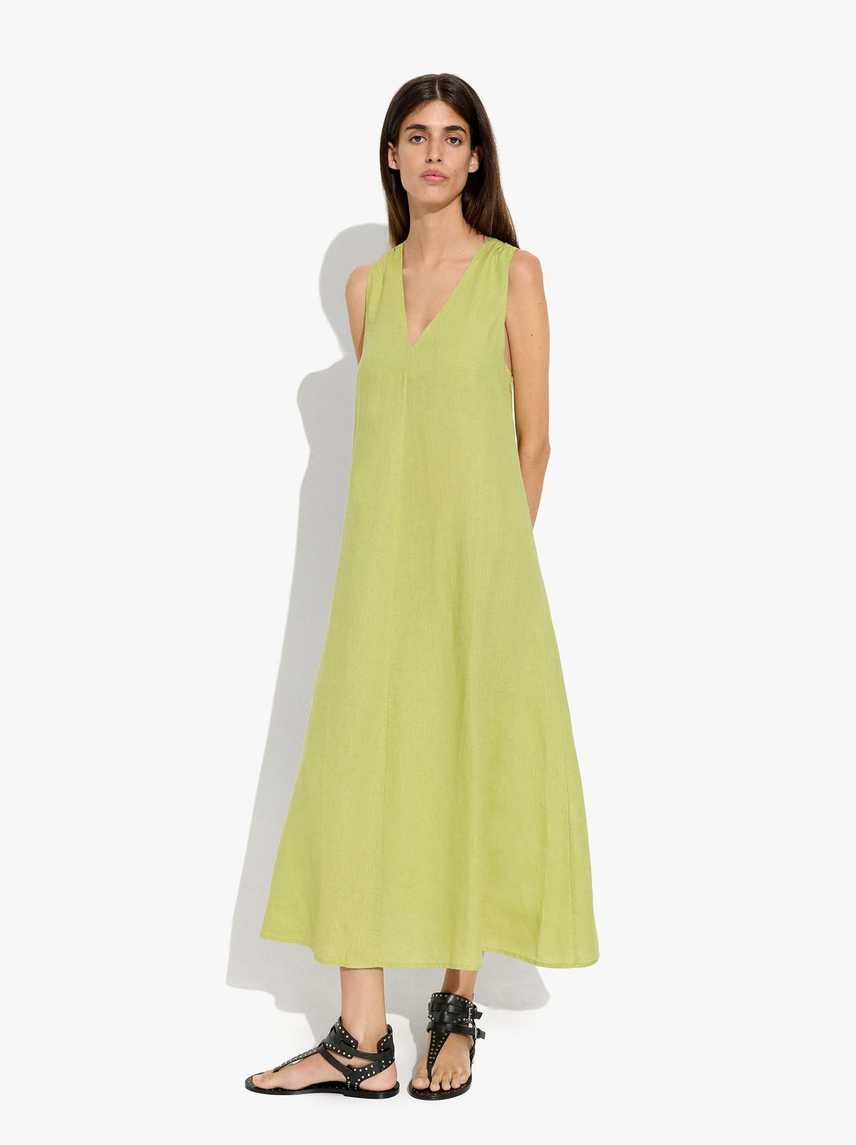 Long Dress With Crossed Straps 100% Linen