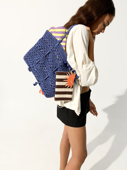 Tote Bag Braided With Paper Straw Effect