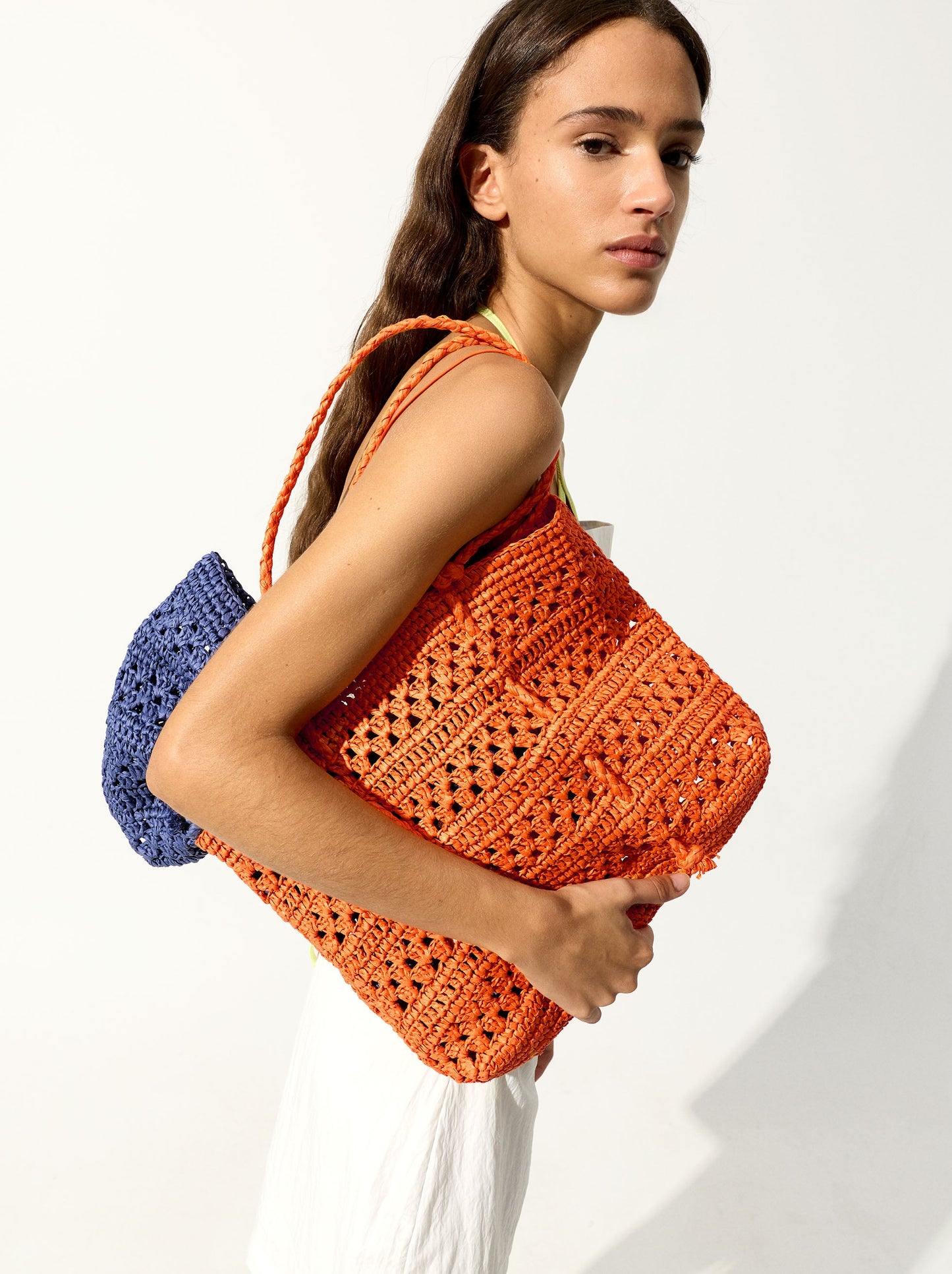 Tote Bag Braided With Paper Straw Effect