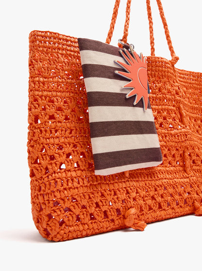 Tote Bag Braided With Paper Straw Effect