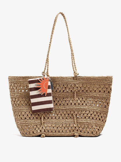 Shopper Bag With Braided Paper Straw Effect