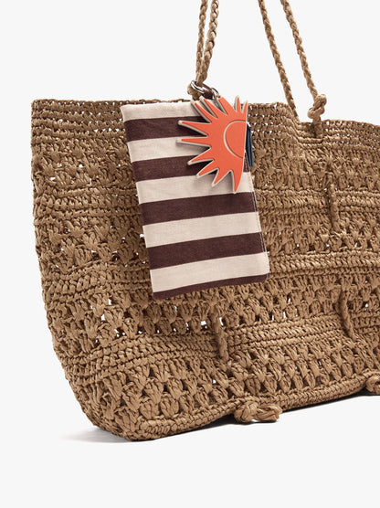 Shopper Bag With Braided Paper Straw Effect