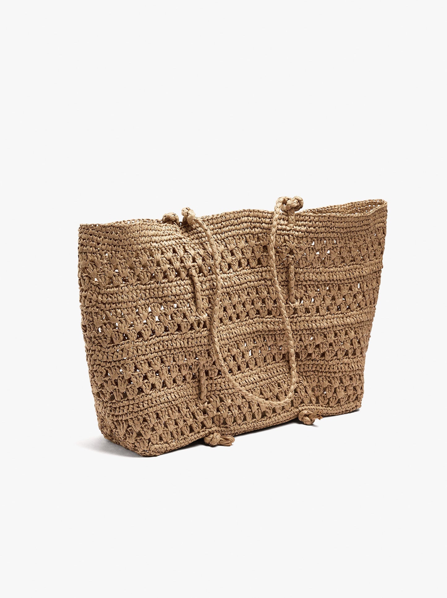 Shopper Bag With Braided Paper Straw Effect