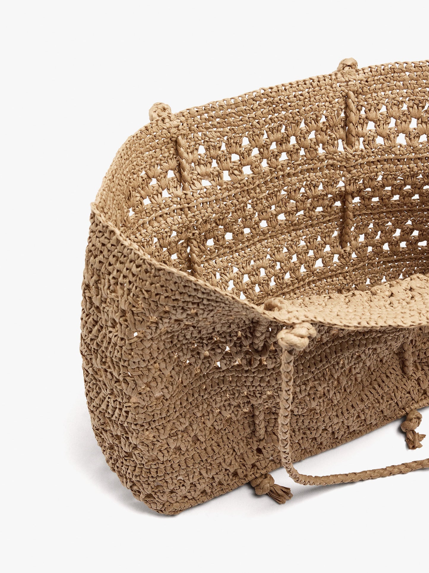 Shopper Bag With Braided Paper Straw Effect