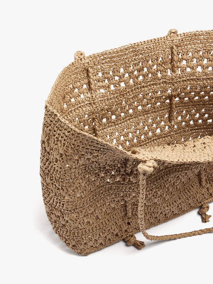 Shopper Bag With Braided Paper Straw Effect