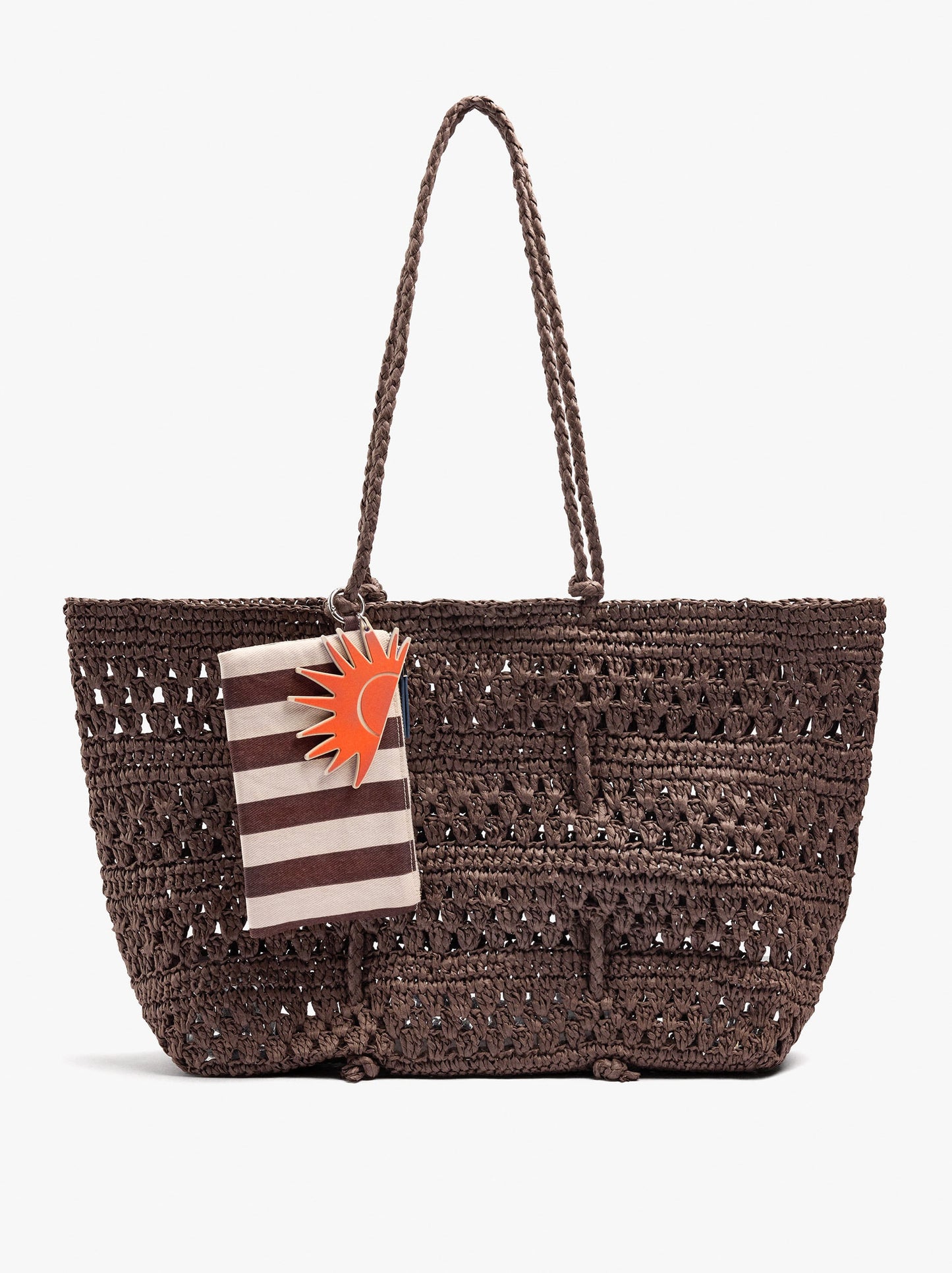 Shopper Bag With Braided Paper Straw Effect