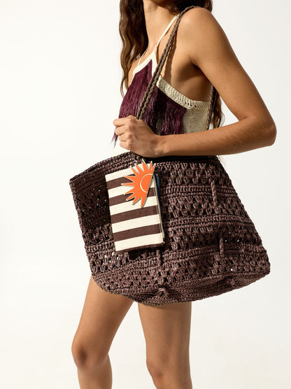 Shopper Bag With Braided Paper Straw Effect