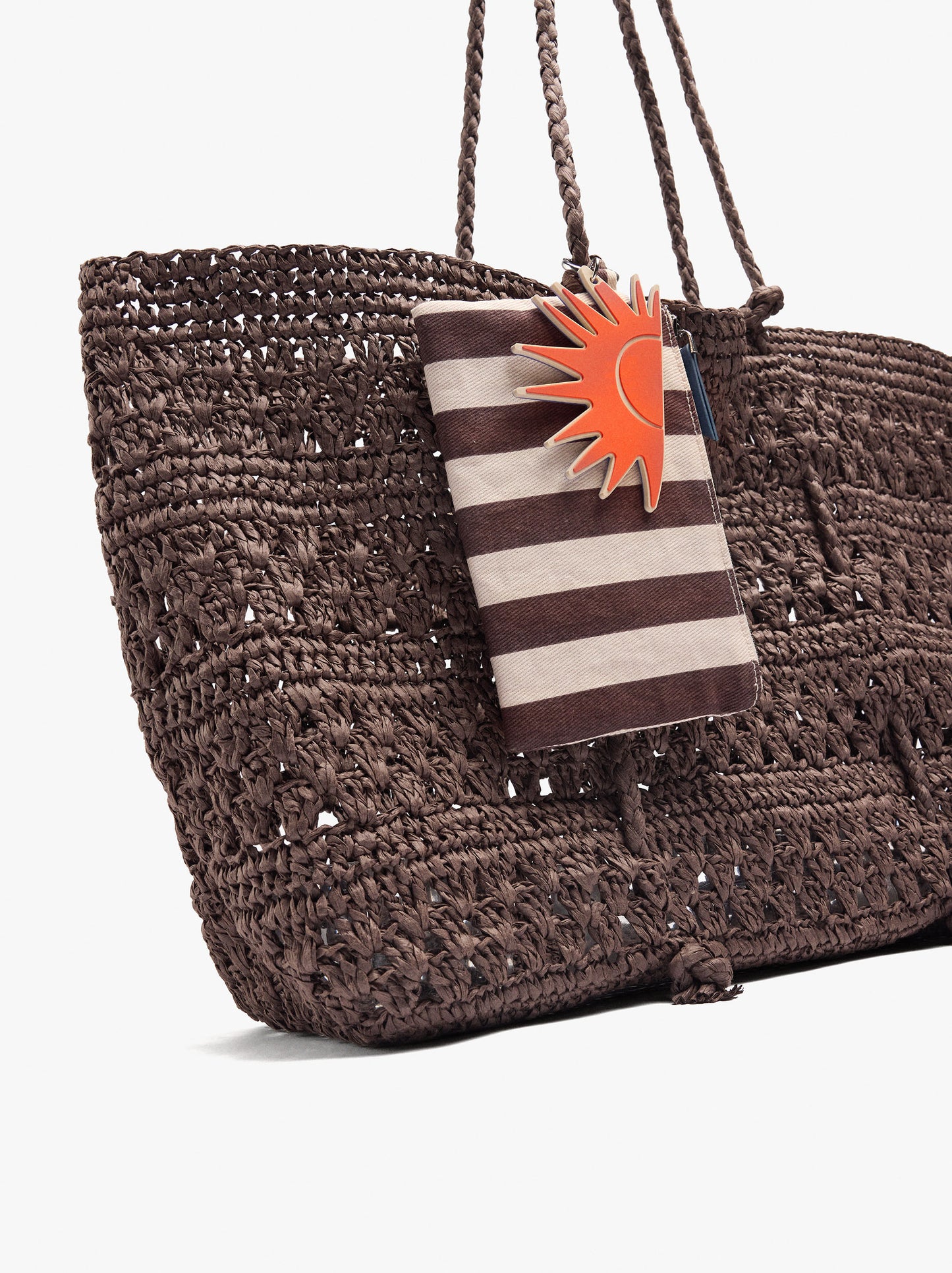 Shopper Bag With Braided Paper Straw Effect