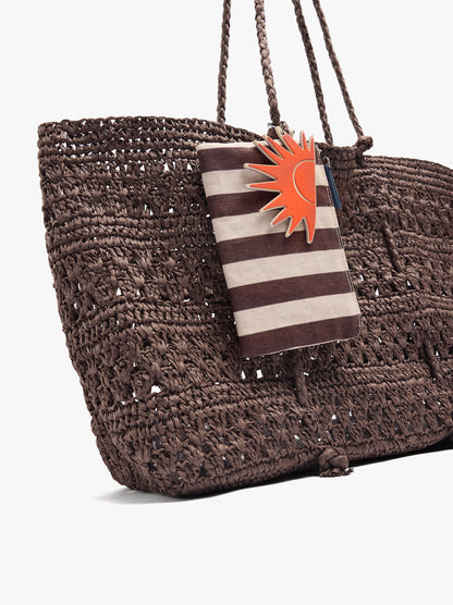 Shopper Bag With Braided Paper Straw Effect
