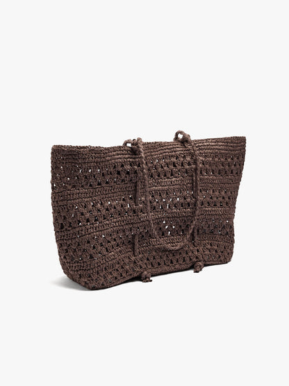 Shopper Bag With Braided Paper Straw Effect