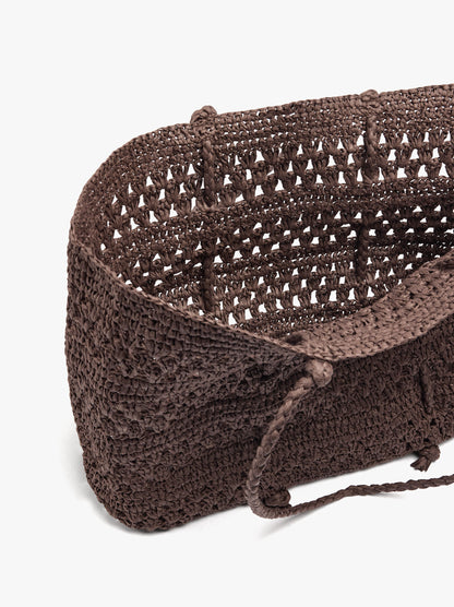 Shopper Bag With Braided Paper Straw Effect