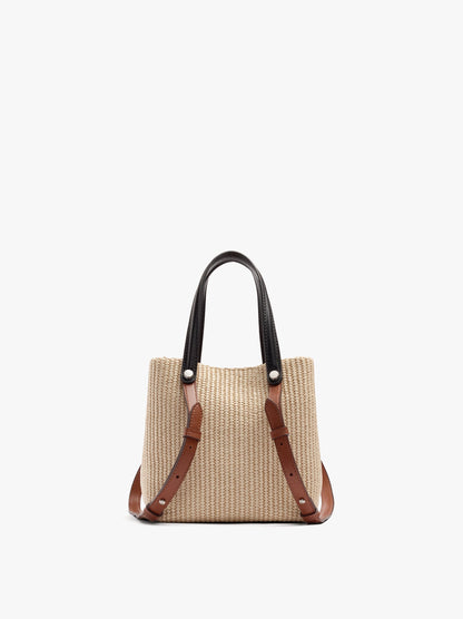 Tote Bag With Paper Straw Effect With Versatile Straps