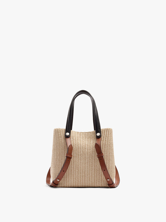 Tote Bag With Paper Straw Effect With Versatile Straps