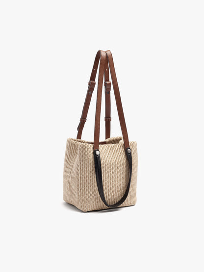 Tote Bag With Paper Straw Effect With Versatile Straps