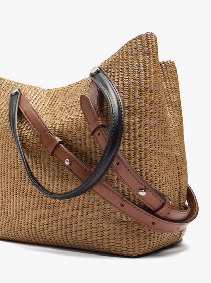 Paper Straw Effect Shopper Bag With Versatile Straps