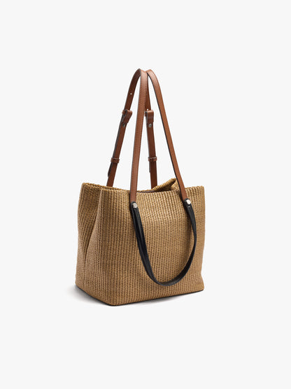 Paper Straw Effect Shopper Bag With Versatile Straps