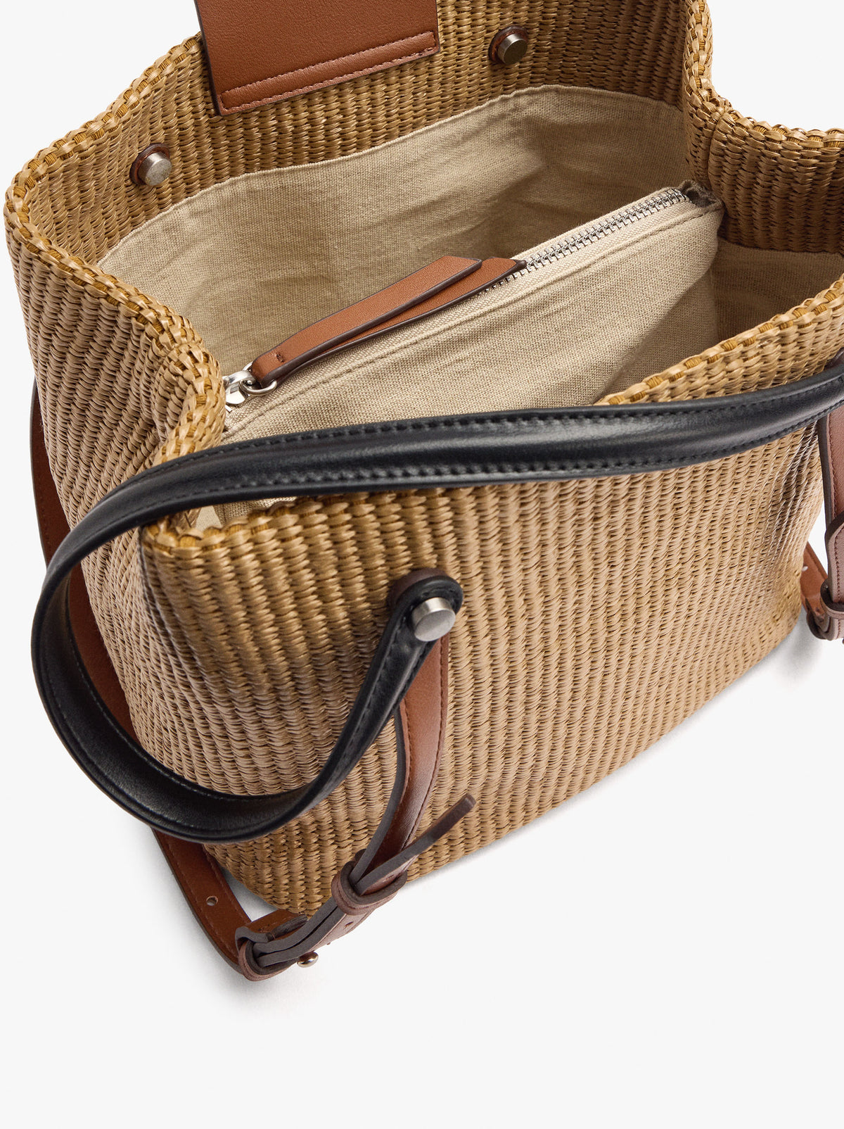 Paper Straw Effect Shopper Bag With Versatile Straps