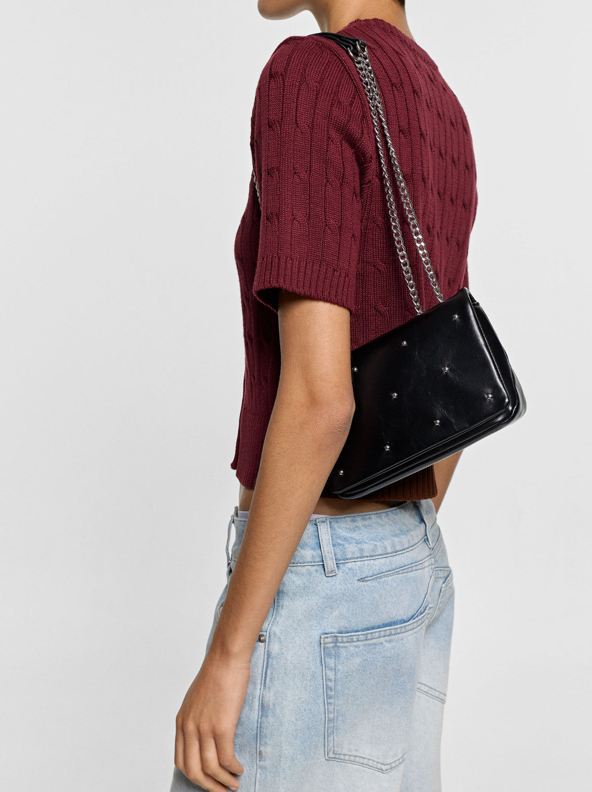Shoulder Bag With Flap And Studs