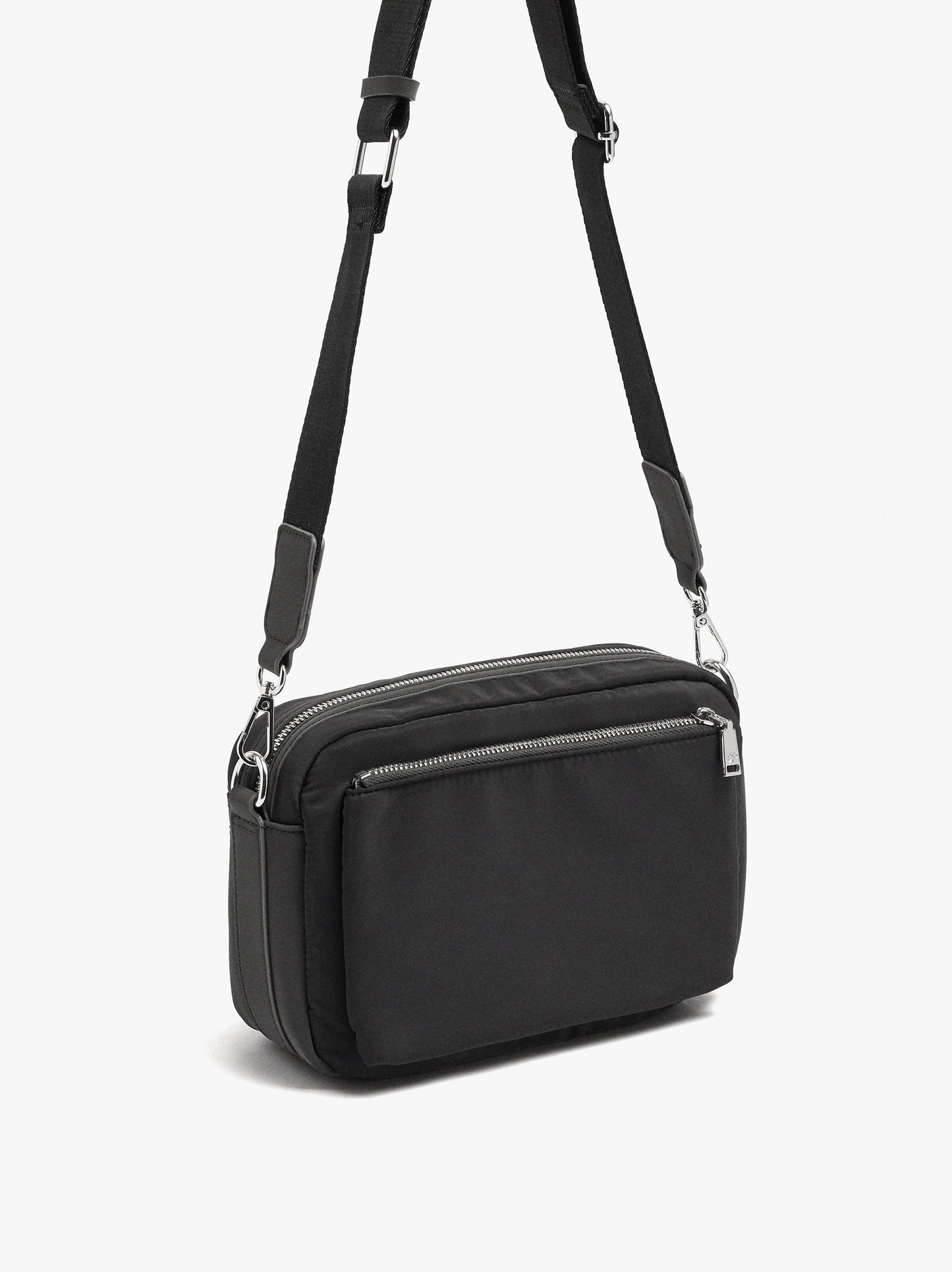 Nylon Crossbody Bag With Exterior Pockets