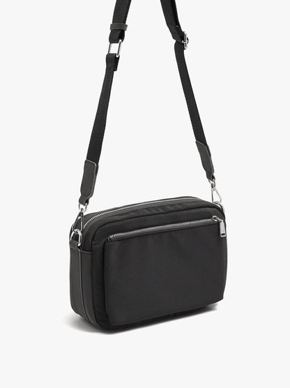 Nylon Crossbody Bag With Exterior Pockets