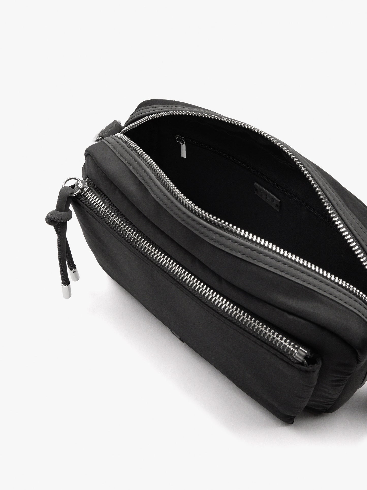 Nylon Crossbody Bag With Exterior Pockets
