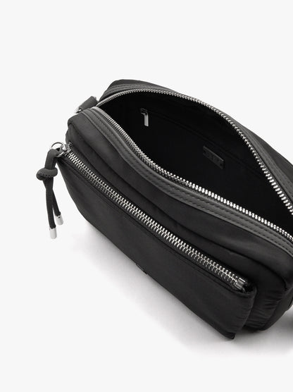 Nylon Crossbody Bag With Exterior Pockets