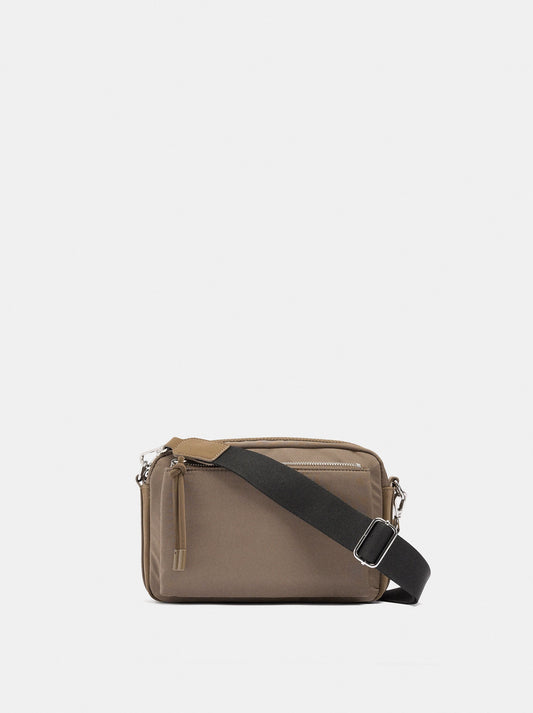 Nylon Crossbody Bag With Exterior Pockets