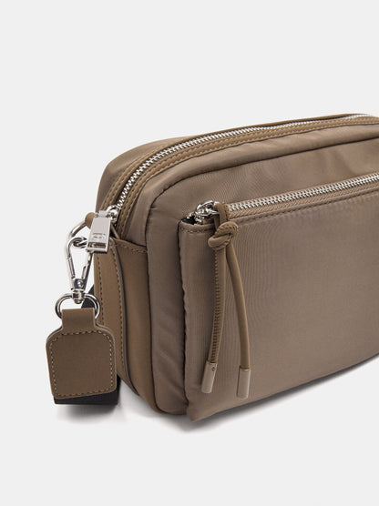 Nylon Crossbody Bag With Exterior Pockets
