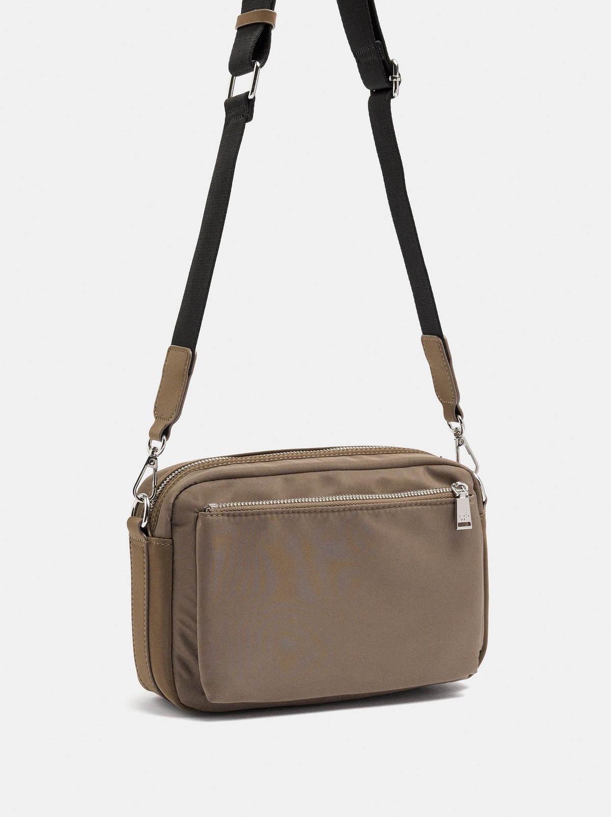 Nylon Crossbody Bag With Exterior Pockets