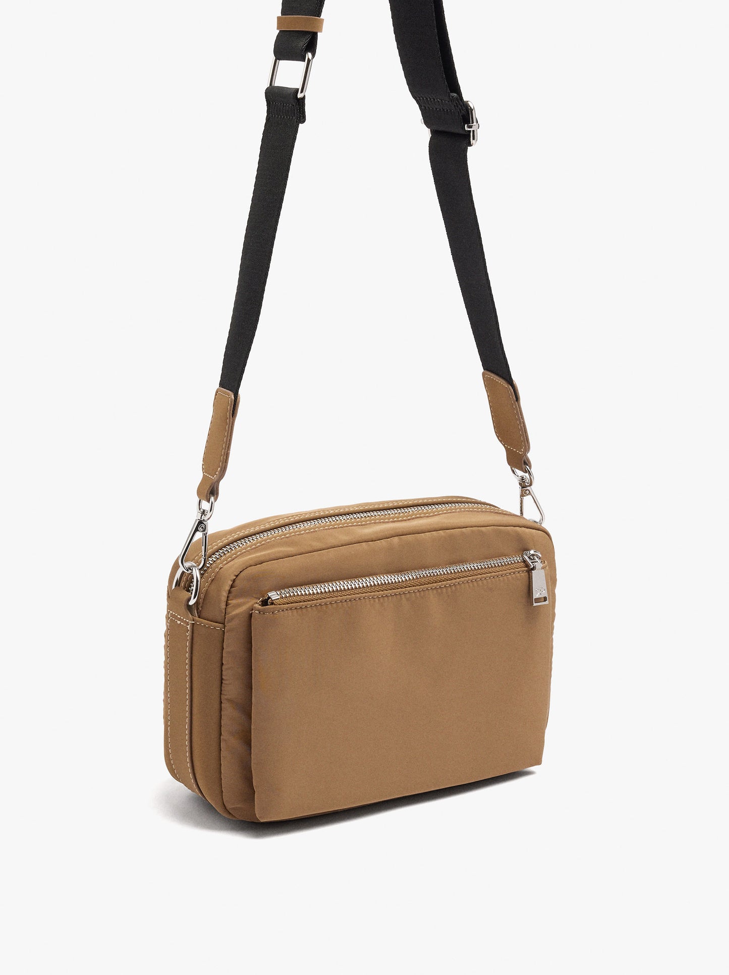 Nylon Crossbody Bag With Exterior Pockets