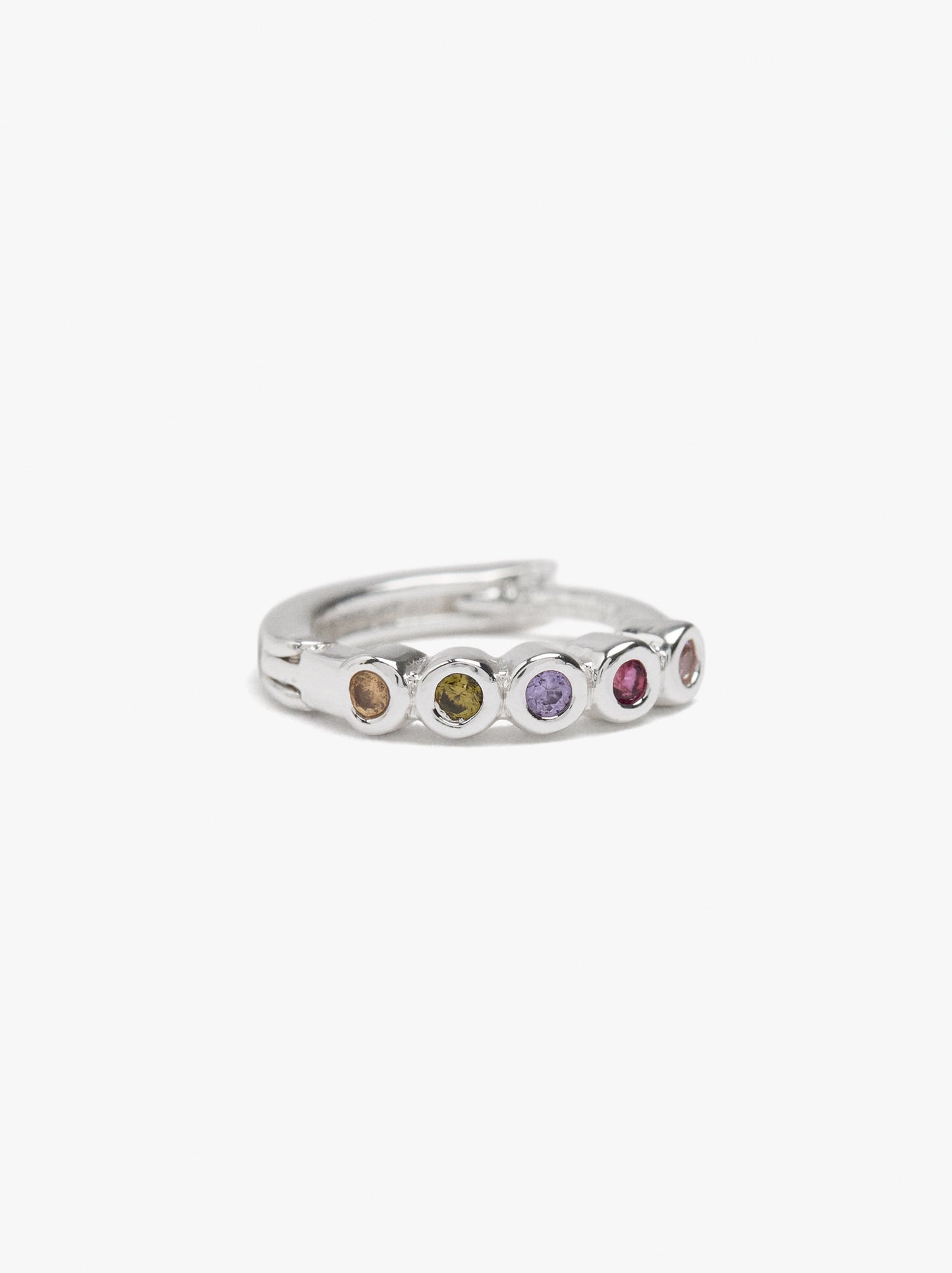Individual Hoop With Zirconia Silver Plated