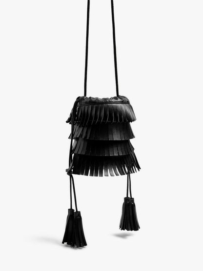 Crossbody Bag With Fringes And Studs