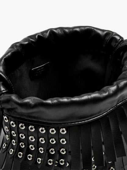 Crossbody Bag With Fringes And Studs