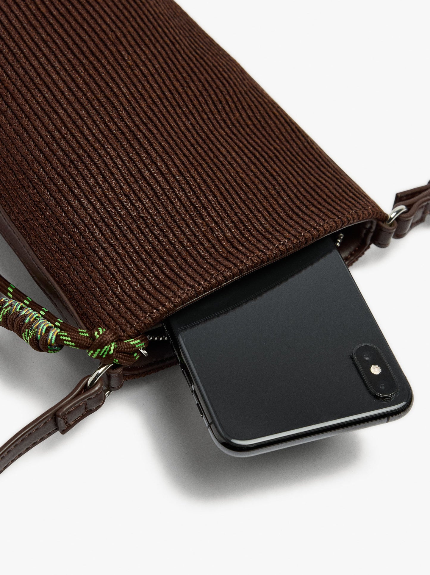 Ribbed Mobile Phone Bag With Strap