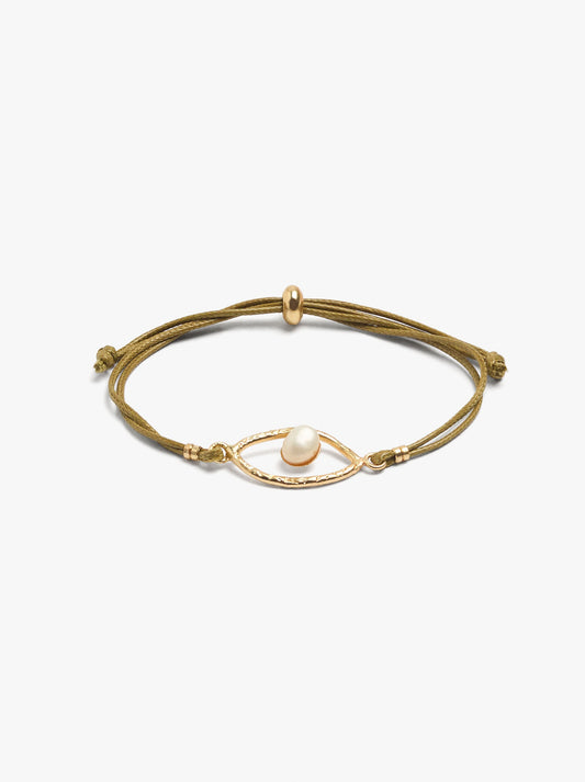 Adjustable Bracelet Charm Eye With Pearl