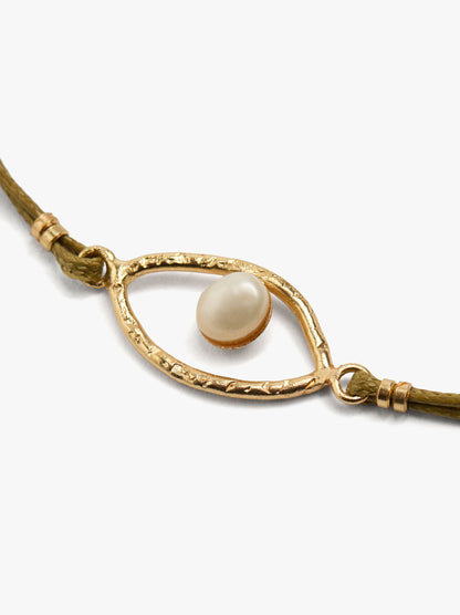 Adjustable Bracelet Charm Eye With Pearl