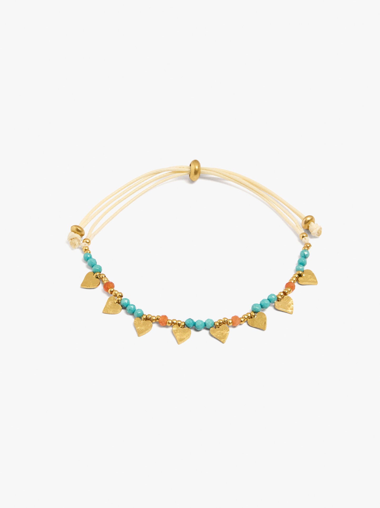 Adjustable Bracelet With Stones And Hearts