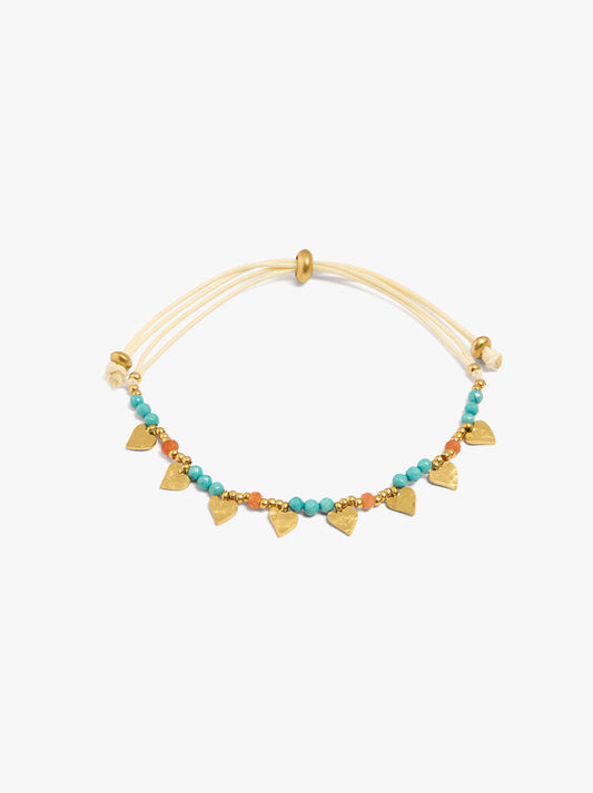 Adjustable Bracelet With Stones And Hearts