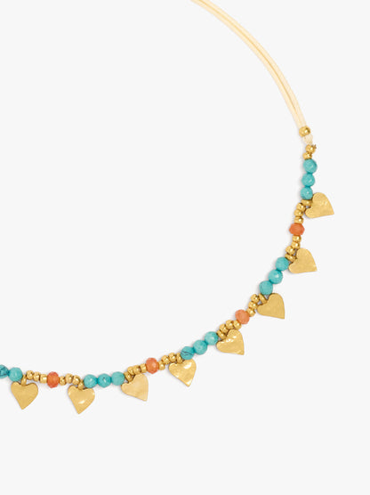 Adjustable Bracelet With Stones And Hearts