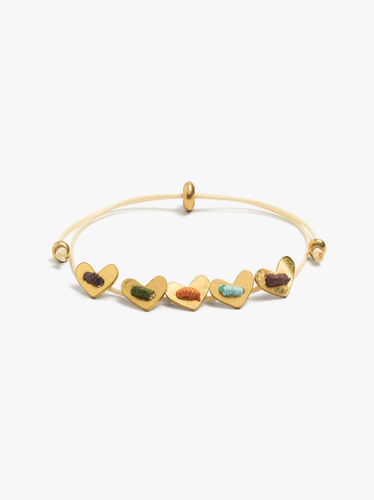 Adjustable Bracelet With Multiple Heart Charms