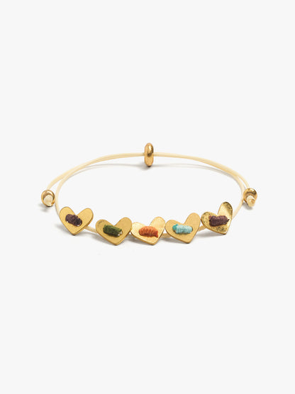 Adjustable Bracelet With Multiple Heart Charms