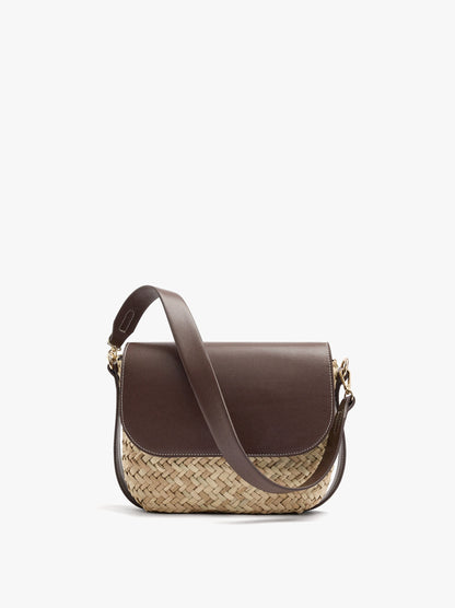Straw Crossbody Bag With Flap