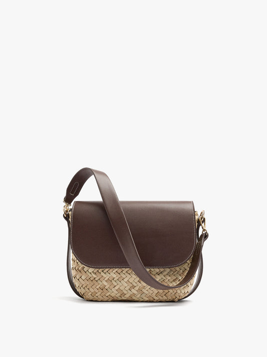 Straw Crossbody Bag With Flap