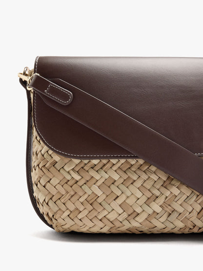Straw Crossbody Bag With Flap