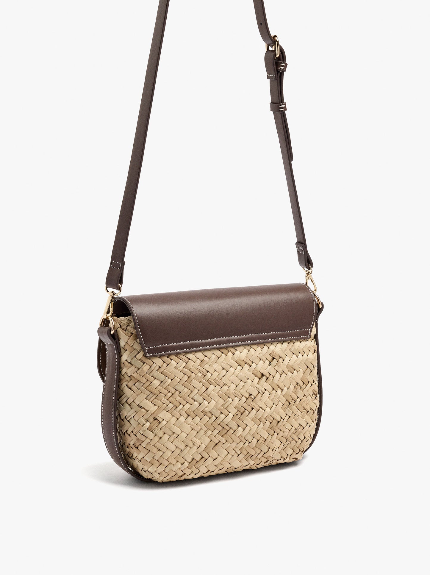 Straw Crossbody Bag With Flap